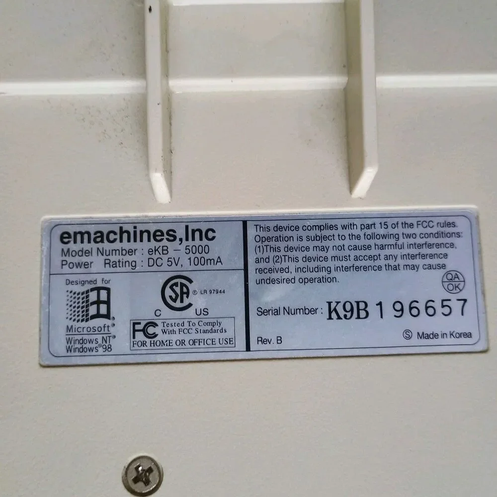 eMachines PS/2 Keyboard eKB-5001 Untested
